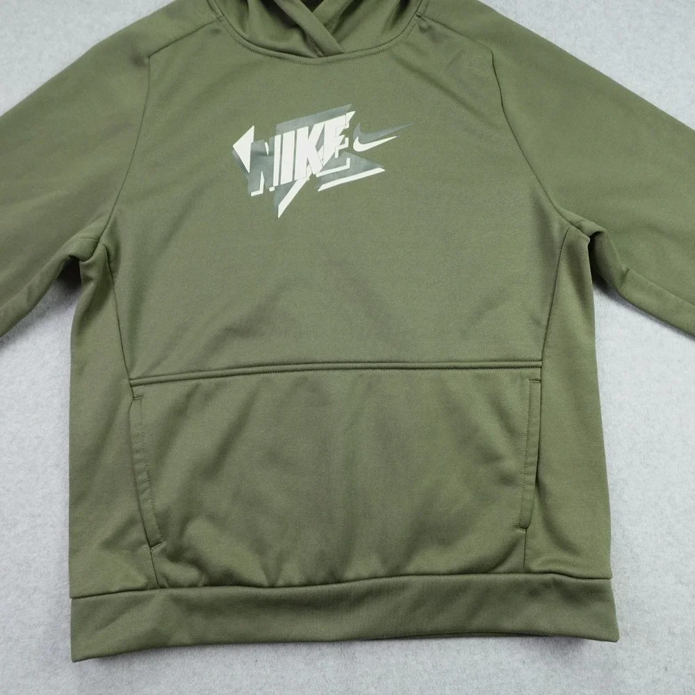 Nike Hoodie Boys XL Green Therma-FIT Pullover Active Graphic Fleece